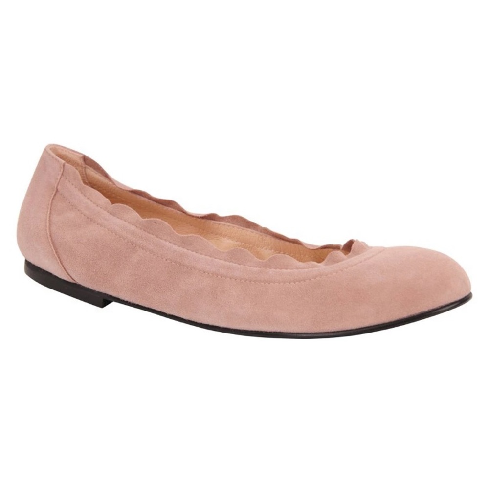 NEW FS/NY French Sole Cuff Suede Leather Scallop Ballet Flats - Dusty Pink - 7